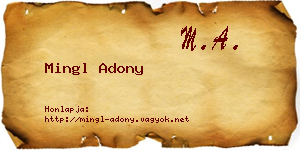 Mingl Adony névjegykártya